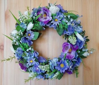 Jarní věnec na dveře – velikonoční dekorace, ruční výroba