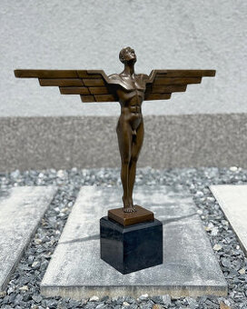Luxusní bronzová socha Ikarus Art Deco křídla svoboda ambice