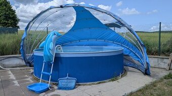 BAZÉNOVÉ ZASTŘEŠENÍ AZURO KRUH 4,9m S NOVOU PLACHTOU