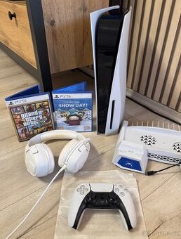 PS5 s mechanikou + 2 hry + příslušenství
