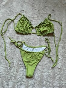 Zelené dvoudílné plavky/bikini na zavazování Shein - vel.S