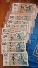 Bankovky 100 Kč s přítiskem ČNB, UNC