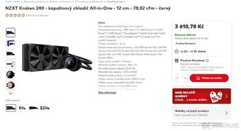 NZXT Kraken 240mm-  v záruce 2026