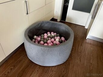 Dětský bazének s kuličkami 90×40 cm – růžovo-šedo-bílý