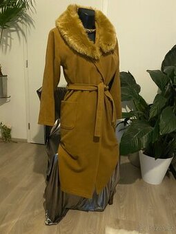 Mango kasmirovy kabat bezovy hnedy camel 36