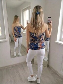 Dámský modrý top se vzorem - Vel. S - S/M - M