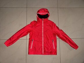 Červená turistická bunda šusťákovka Decathlon 158/164/170