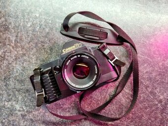Zrcadlovka Canon T70 a objektiv Canon FD 50 1.8 S.C.