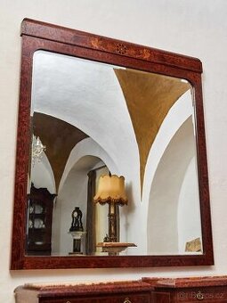 Velké art deco zrcadlo s intarzií a perletí, cca 1930