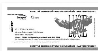 Prodám 2 lístky na Lucie 40 let - plocha