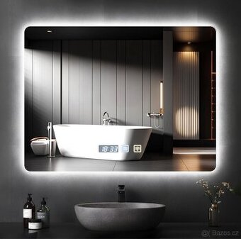 Nové Koupelnové zrcadlo s ohřevem osvětlením 800x600mm