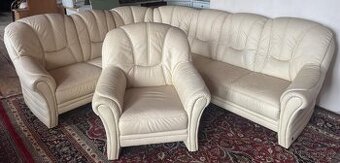 Celokožená rohová sedací souprava s křeslem,6146