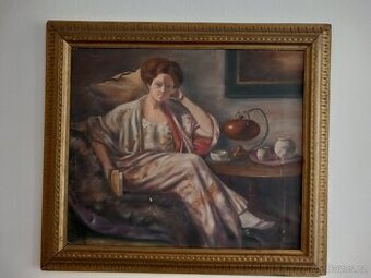 Obraz olej na platně akad.Malíř Hans F. Wache 1919