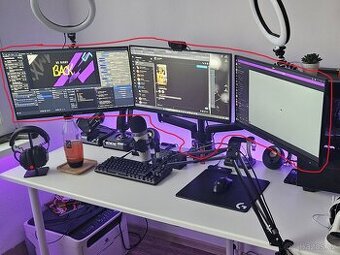 2× ASUS VA24EHF + ASUS TUF VG249QM1A + AlzaErgo T10B(ZÁRUKA)