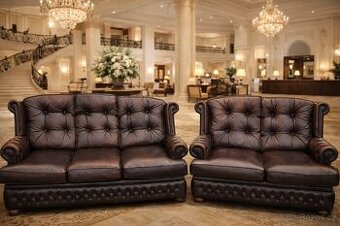 Kožená sedací souprava 3+2-CHESTERFIELD