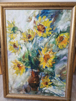 Olejomalba na plátně -ak.mal. SLUNEČNICE