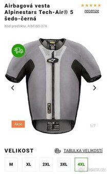 Airbagová vesta Alpinestars Tech-Air® 5 šedo-černá 4XL