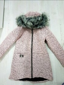 Nádherný, úžasný, růžovo šedý krásný delší teplý kabát,parka - 1