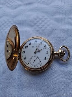 Zlaté 14K kapesní hodinky Systéme Glashütte