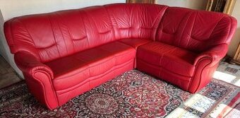 Rohová rozkládací kožená sedací souprava, 4671