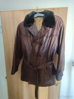 Dámský kožený kabát (pravá kůže) s límcem, Velikost L