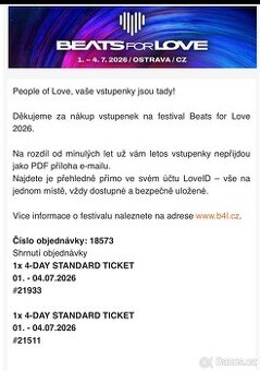 2x vstupenka Beats for love