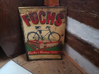 STARÁ PLECHOVÁ CEDULE KOLA FUCHS