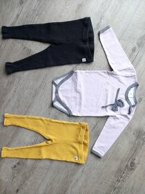 Dvoje žebrované legíny Lindex a fialové body, vel. 80