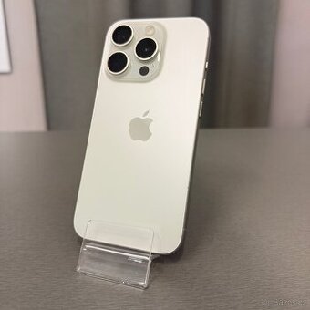 iPhone 15 Pro 256GB white titan, 97% baterie, rok záruka