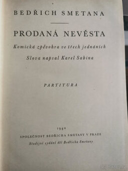 Bedřich Smetana, Prodaná nevěsta, partitura, 1940