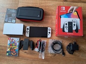 Nintendo Switch (OLED) White + hra Super Mario ... záruka