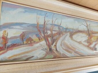 Eduard Valdhans - Vysočina v zimě 1985, obří olejová tempera