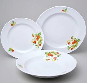 Talířová sada pro 6 osob 24-24-19, jahody, Porcelánka Dubí