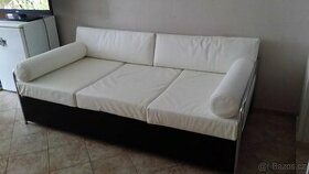 Chromovaný funkcionalistický gauč - pravá kůže