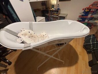 Dětská vanička se stojanem s vypustí a vložkou pro miminko