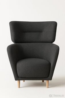 Křeslo ušák IKEA, černošedá