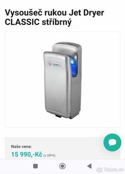 Vysoušeč rukou Jet Dryer CLASSIC stříbrný.