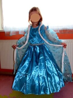 Překrásné dlouhé šaty princezna Elza + plášť vel.122/128.
