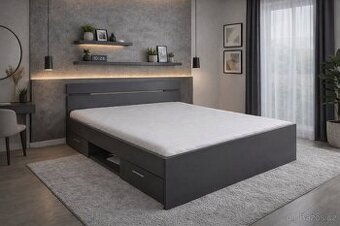 Multifunkční postel s rošty a matrací vcelku 160x200cm