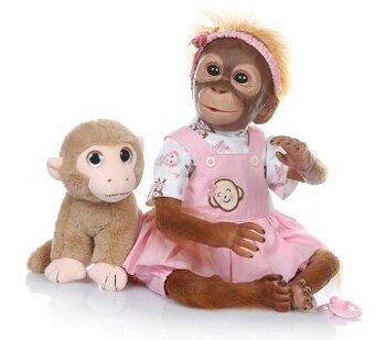 52CM reborn panenka Opice Růžová