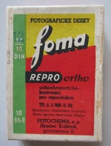 Filmy-ČB skleněné desky Foma z roku 1963-nepoužité-rarita
