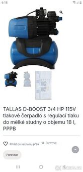 Tlakové čerpadlo TALLAS D-BOOST