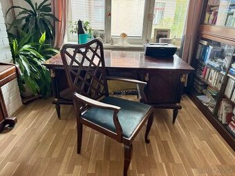 Masivní psací stůl ve stylu art deco / empír + židle
