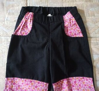 Dětské dívčí plátěné kytičkové kalhoty vel.116, 100% stav