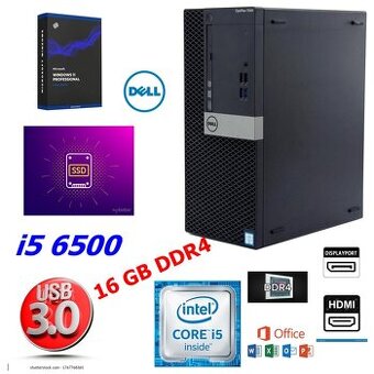 Výkonný počítač DELL MT,i5 6500,16GB DDR4,SSD,záruka