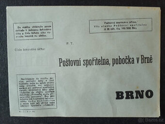 Poštovní spořitelna Brno - obálka k zasílání šeků - 1