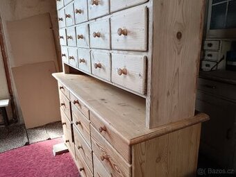 Starožitná skřín, LÉKÁRENSKÁ šuplíková skřín, smrková komoda