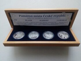 Sada 4 stříbrných medailí Památná místa 2010 proof