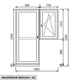 Balkonová sestava – 1685 × 2305 mm