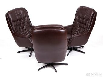 3x kožené finské křeslo PEEM, krásný stav.